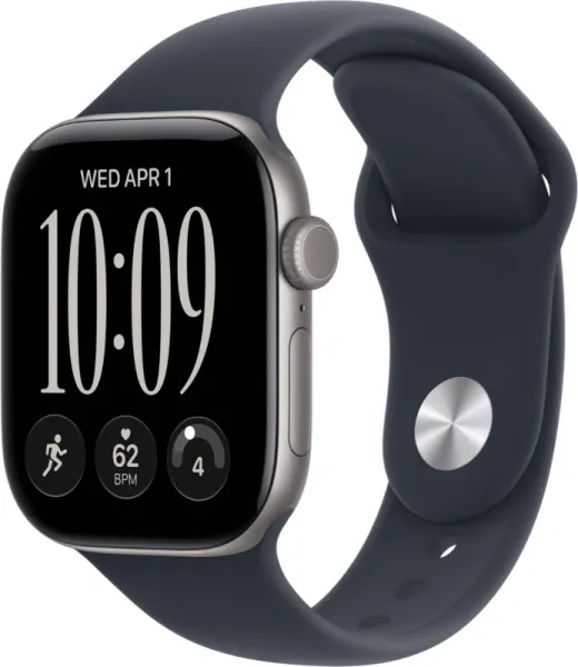 Apple Watch Series 12 46mm Aluminum Space Gray Case with Navy Blue Sport Band S/M